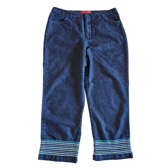 Gloria Vanderbilt Denim Embroidered Capri Jeans with Red Label - Picture 1 of 13